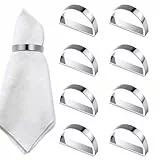 Rierousy 8 Stück Serviettenringe Silber, Metall Serviettenschnallen, Serviettenring Set für Weihnachten Hochzeitsfeier Jubiläum Familienessen Abendessen Tischdekoration Serviettenring (Silber)
