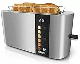 Balter Toaster 4 Scheiben, Touch Bedienung, Langschlitz, Edelstahl, Brötchenaufsatz, LCD Display Langschlitztoaster, Auftaufunktion, Brotzentrierung, TS-34