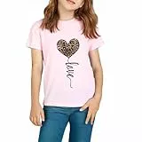 T-Shirt Mädchen Leopard Druck Kurzarm Kinder Baumwolle Sommer Tops Casual Rundhals Tees Mode Sport Shirt für Kinder Teenager Mädchen 7-14 Jahre (DE/NL/SE/PL, Numerisch, 130, Regular, Rosa)