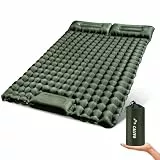 CALIYO Isomatte Camping 2 Personen, 200x135 cm Verdickte Luftmatratze mit FußpressPumpe, Ultraleicht & WasserdichtIntegriertes Kopfkissen, Kleines Packmaß(Olivgrün)