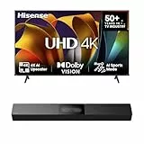 Hisense Bundle 65E6NT 164cm (65 Zoll) Fernseher, 4K UHD Smart TV, HDR, Dolby Vision, 60Hz [2024] HS2000 2.1 Kanal Soundbar, integrierter Subwoofer, 240W, Dolby Audio, Bluetooth, HDMI ARC