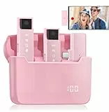ADIUPUL Rosa Dual Wireless Lavalier-Mikrofon für USB-C-Telefone mit HD-Kontrollleuchte, rosa Mini-Mikrofon mit 30-Stunden-LED-Ladehülle und aktiver Geräuschunterdrückung
