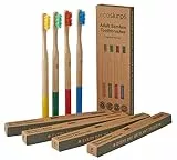EcoSlurps Bambus-Zahnbürsten - Bambus Zahnbürste Multipack biologisch abbaubar toothbrushes (4 Adult Medium, multi-colored)