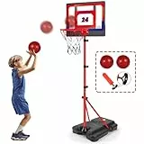 Basketballkorb Kinder Outdoor Indoor Höhenverstellbar 107cm-189cm, Basketball Korb Set Spielzeug mit Ball Pumpe, Sport Spielzeug Geschenk für Jungen Mädchen ab 3 4 5 6 7 8 Jahre