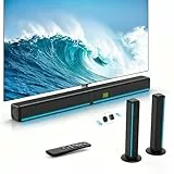 Wlep 2.2 CH Soundbar für TV Geräte mit RGB-Leuchten, 180W Teilbare 2-in-1 Bluetooth Soundsystem für Fernseher, 3 EQ-Modi, Bass Einstellbare, TV Lautsprecher Soundbars with HDMI-ARC/Opt/Aux/USB