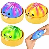 Dumpling Squishy, 3 Stück Squishy Dumpling Mystery Box, Weiches Squeeze Stressball Fidget Toys, Sensorik Anti Stress Spielzeug mit Dampfgarer, Geschenke für Kinder Erwachsene Büro