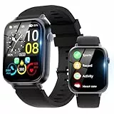 Smartwatch Herren Damen, 1,85' HD Touchscreen Smart Watch mit Telefonfunktion, 100+ Sportmodi Sportuhr, IP68 Wasserdicht Fitnessuhr, mit Schrittzähler/Herzfrequenzmonitor/Schlafmonitor, Schwarz
