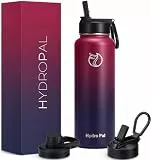 HydroPal Isolierflasche 500ml Edelstahl, BPA-frei, 24h kalt/12h heiß, auslaufsicher, Sport- & Trinkflasche mit Strohhalm & 2 Deckeln (Trinkhalm + Ausguss), rutschfest für Alltag & Sport