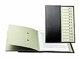 DELMON VARONE - Personalisierbare Ordnungsmappe/Pultordner DIN A4 Cambridge Top Grain Leder schwarz - Premium Registermappe Fächermappe mit 12-teiligem Register (12 Fächer) mit Sichtlöcher