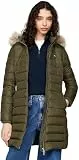Tommy Jeans Damen Daunenmantel Essential Hooded Down Coat mit Kunstpelz, Grün (Fatigue Green), XS
