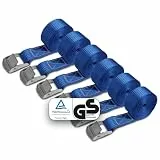 Spanngurte Zurrgurt | TÜV geprüft | Spanngurt Befestigungsgurt mit Klemmverschluss | Blau | Belastbar bis 250 kg | Diverse Längen Stückzahlen - 6er Pack 2.5 cm x 2.5 m