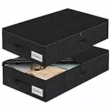 Unterbett Aufbewahrungsbox mit Deckel, 2 Stück Faltbar Unterbettkommode, Waschbar Kleideraufbewahrung & Organisation, 3 Griffen Doppelreißverschluss Aufbewahrungsboxen for Dorm and Home, 76x38x17cm