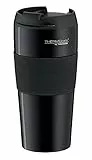 THERMOcafé by THERMOS TC THERMO PRO 0,40l, charcoal black mat, Kaffeebecher to Go Thermo aus Edelstahl, 4h heiß & 8h kalt, schwappsicher mit Grip Zone für Uni, Schule, Büro