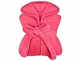 npluseins extra weicher Kapuzen-Bademantel aus Kuschelfleece - in modernen Farben und verschiedenen Größen - unisex & wadenlang, M, pink