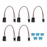 Walfront 5Pcs Auto Sicherungshalter Automobil-Kfz-Flachsicherungshalter-Set 16 AWG Mini-Sicherungshalter-Anschluss mit 5-Teiliger 15-A-Sicherung (AKT M 19,1 mm)