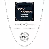 JANDY SHINE Ankerkette 925 Sterling Silber Damen Halskette mit Kugel Feine Schmuck 60cm Länge 1mm Breite