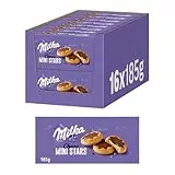 Milka Choco Minis – Mini Stars – Schokoladen-Kekse mit Milchcrème und zarter Alpenmilch-Schokolade – 16 x 185g