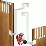 Menz Türhaken zum Einhängen, 10 Stück Set in Weiß - 5 x Standard Kleiderhaken Tür + 5 x Türhaken Innenseite, individuell verwendbar, stabile Türgarderobe, Türhakenleiste