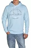 TOM TAILOR Hoodie Herren Regular Fit Kapuzenpullover Pullover Print Schwarz,Größe:L, Farbe:Middle Sky Blue (34591)