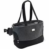 HUNTER Hundetragetasche BARCELONA, modische Hundetasche im Fischgrät-Design, Netzeinsätze für Frischluft, Karabiner zur Sicherung, obere & seitliche Öffnung, bis 8 kg belastbar
