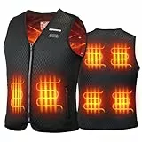 KEMIMOTO Beheizbare weste Frauen, Beheizte Weste mit 6 Heizzonen, 3 einstellbare Wärmestufe mit 10000 mah Akku, USB Eletriksche Heizweste für Skifahren, Angeln, Motorrad, Outdoor Ativitäten