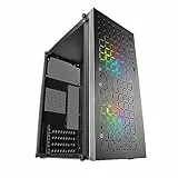 Mars Gaming MC-CORE, Ultrakompaktes MicroATX Gaming-Gehäuse, Frontdesign Metal-Mesh, 2X FRGB 120mm Lüfter, Seitliches Vollfenster, Mini-Tower PC mit USB 3.0, Schwarz