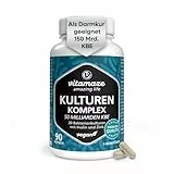 Kulturen Komplex hochdosiert mit 400 Mrd. KBE/g in 1 Kapsel, 20 Bakterienkulturen für den Darmflora Aufbau mit Inulin und Zink, 90 vegane & magensaftresistente Kapseln mit 50 Mrd. KBE für 3 Monate