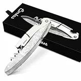 CORKAS Korkenzieher Holz Kellnermesser,Profi Korkenzieher aus Edelstahl in Gastronomie Qualität mit Flaschenöffner und Folienschneider (Weiß)
