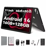 KADYBE Tablet 11 Zoll 2 in 1 Android 14 Tablet mit Tastatur, 4G LTE Tablets Mit 2 SIM 1 SD Slot, 16GB+128GB, 13MP |5G WiFi Tablett PC mit Stift und Maus| 8-Core | 8000mAh| 1080FHD|GPS - Grau