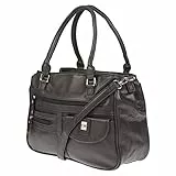 Christian Wippermann große Damen Umhängetasche Tasche Schultertasche in Leder Optik Schwarz