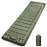 WARMTUYO Isomatte Camping, 12CM Verdicktes Aufblasbare Matratze Kleines Packmaß, Wasserdicht Luftmatratze Outdoor mit Fußpressepumpe und Kissen, Anti-Ripstop Schlafmatte für Wandern und Strand