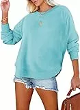 BLENCOT Damen Sweatshirt Casual Pullover Damen Langarmshirts Einfarbige Rundhalsausschnitt Tunika Tops