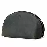 Berliner Bags Vintage Kosmetiktasche Zoe, Kulturtasche aus Leder, Schminktasche und Federmäppchen, für Damen und Mädchen - Dunkelgrau