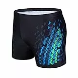 AMZSPORT Badehose Herren Kurz Schwimmhose Eng Wassersport Badeshorts mit Tunnelzug, Schwarzblau XL