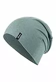 Sterntaler OCS Beanie Melange – Unisex Baby Mütze aus Melange-Singlejersey (Bio) – weiche Kopfbedeckung mit zwei Tragevarianten – lässige Übergangsmütze für Babys & Kinder – steingrün, Gr. 55