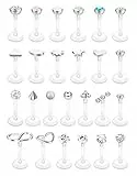 Kakonia 25stk Lippenpiercing Tragus Piercing Ohr Forward Helix Ohrstecker Labret Piercing lippe Chirurgenstahl & Acryl Medusa Piercing Ashley Piercing Schmuck 16G