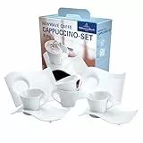 Villeroy & Boch NewWave Premium Cappuccino Set 8-tlg für 4, Hochwertiges Weißes Kaffeeservice, Spülmaschinen- & Mikrowellenfest, Wellenform Design