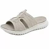 Acfoda Orthopädische Sandalen Damen Sommer Schuhe mit Weiche Fussbett Leicht Bequeme Pantoletten Frauen Mesh Hausschuhe Offene Zehen Outdoor Freizeit Flache Schlappen Latschen Slides Slipper Beige 40