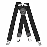DonDon Hosenträger Herren extra stark - Hosenträger schwarz für Arbeitshosen und Anzug mit starken Clips lang schmal oder Riemen für Herren breit in Y-Form oder X-Form