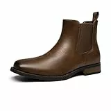 Bruno Marc Herren Stiefel Chelsea Boots Stiefeletten Komfort Schuhe,Size 42,Braun-Pu,BMUMAB2402