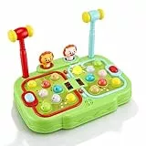 Whack a Mole Spiel für Kinder - Interaktives Musik Spielzeug mit 2 Hämmern, 16 Maulwürfen zur Förderung der Motorik - Entwicklungsspielzeug mit Beleuchtung & Soundeffekten, LCD-Display Arcade Spiel