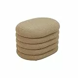 SVITA Blossom S Hocker mit Stauraum Sitzbank Sitztruhe Sitzhocker Aufbewahrungsbox Polsterbank bis 200 kg belastbar Ottomane Boucle-Bezug Hellbraun
