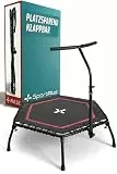 SportPlus Fitness Trampolin Indoor Erwachsene Klappbar | Mini Trampolin mit Haltegriff | Rebounder für Jumping Fitness | Minitrampolin bis 130 kg | Klein und Platzsparend