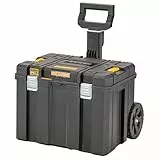 Dewalt Mobile T STAK Box DWST83347-1 (kippbarer Teleskopgriff, Schutzklasse IP54, robuste Schwerlasträder, Metallschließen, Etikettenhalter zur Beschriftung) 1 Stück
