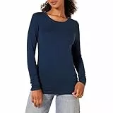 Amazon Essentials Damen Regular-Fit Langarm-T-Shirt Rundhalsausschnitt (In Übergröße Erhältlich), Marineblau, M