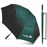 ZOMAKE Regenschirm Groß Sturmfest XXL,Großer Golf Umbrella Automatik für Herren Damen Familie,Windfest Schirm Schwarz Stabil für 2 Personen(Schwarz&Dunkelgrün)