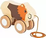 small Foot Nachziehtier Meerschweinchen aus Holz, Ziehspielzeug mit gummierten Rädern, fördert Motorik und Laufenlernen, für Kinder ab 1 Jahr, 12634