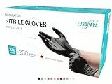 EUROPAPA 200x Nitrilhandschuhe Box Einweghandschuhe, Einmalhandschuhe, Untersuchungshandschuhe, Nitril Handschuhe, puderfrei, ohne Latex, unsteril, latexfrei, disposible gloves (XXL, Schwarz)