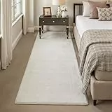 PureCozy Läufer Flur Teppich 60x180cm Beige Waschbarer Flauschiger rutschfest Weich Kunstfell Fellteppich Kurzflor Teppiche Kinderzimmer Bettvorleger Schlafzimmer Kinderteppich Runner Carpet