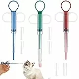Grevosea 3 Stück Tablettengeber für Katzen Tabletteneingeber Katze Flohtabletten Pill Assist Katze Dogs Pet Feeder für Eingabehilfe Pill Katz Cat, Rot Grün Blau